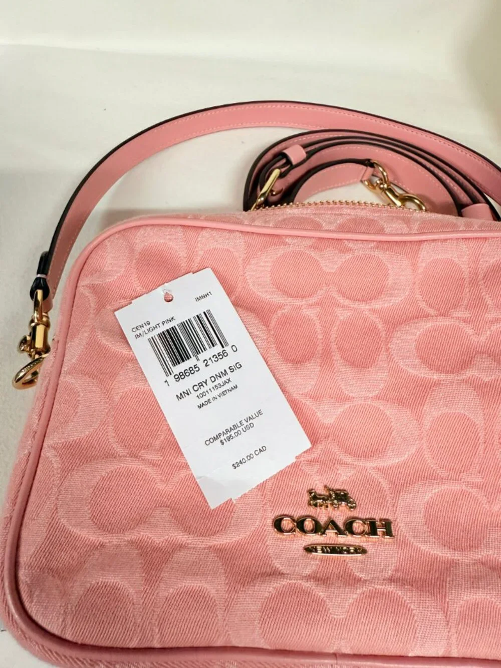 coach Mini Carey Crossbody Bag In Signature Denim cen19